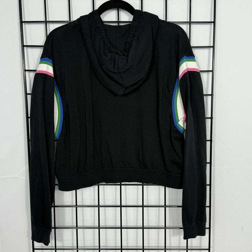 NIKE Heritage Cropped Hoodie Womens Medium M Black Pullover Rainbow‎ Athleisure